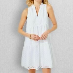 Lilly Pulitzer Novella White Eyelet Lace Sleeveless Dress Women's Size Small
